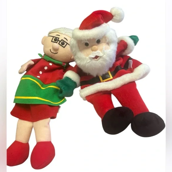 Santa Mrs Claus Hand Puppets Full Body Plush - Picture 2 of 4